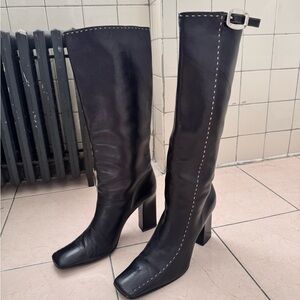 Prada leather knee high boots